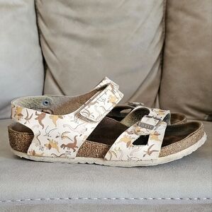 Birkenstock sandals dinosaur print size 34, L 3, kids 4.5